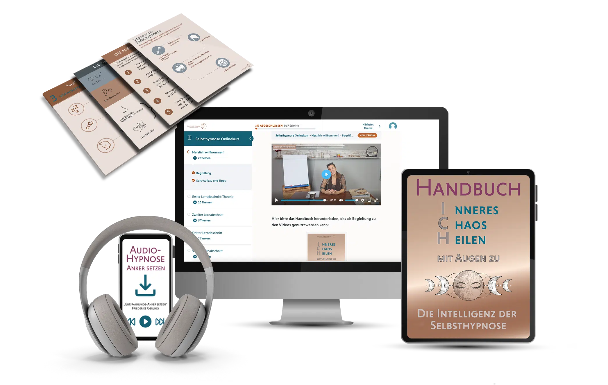 Selbsthypnose-Onlinekurs: Handbuch, Videos und Audio-Hypnosen